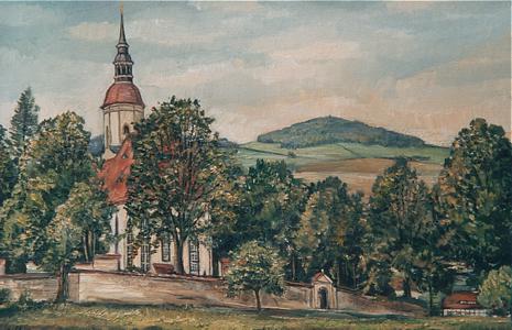 Bertsdorfer Kirche mit dem Breiteberg Bertsdorfer Kirche mit dem Breiteberg